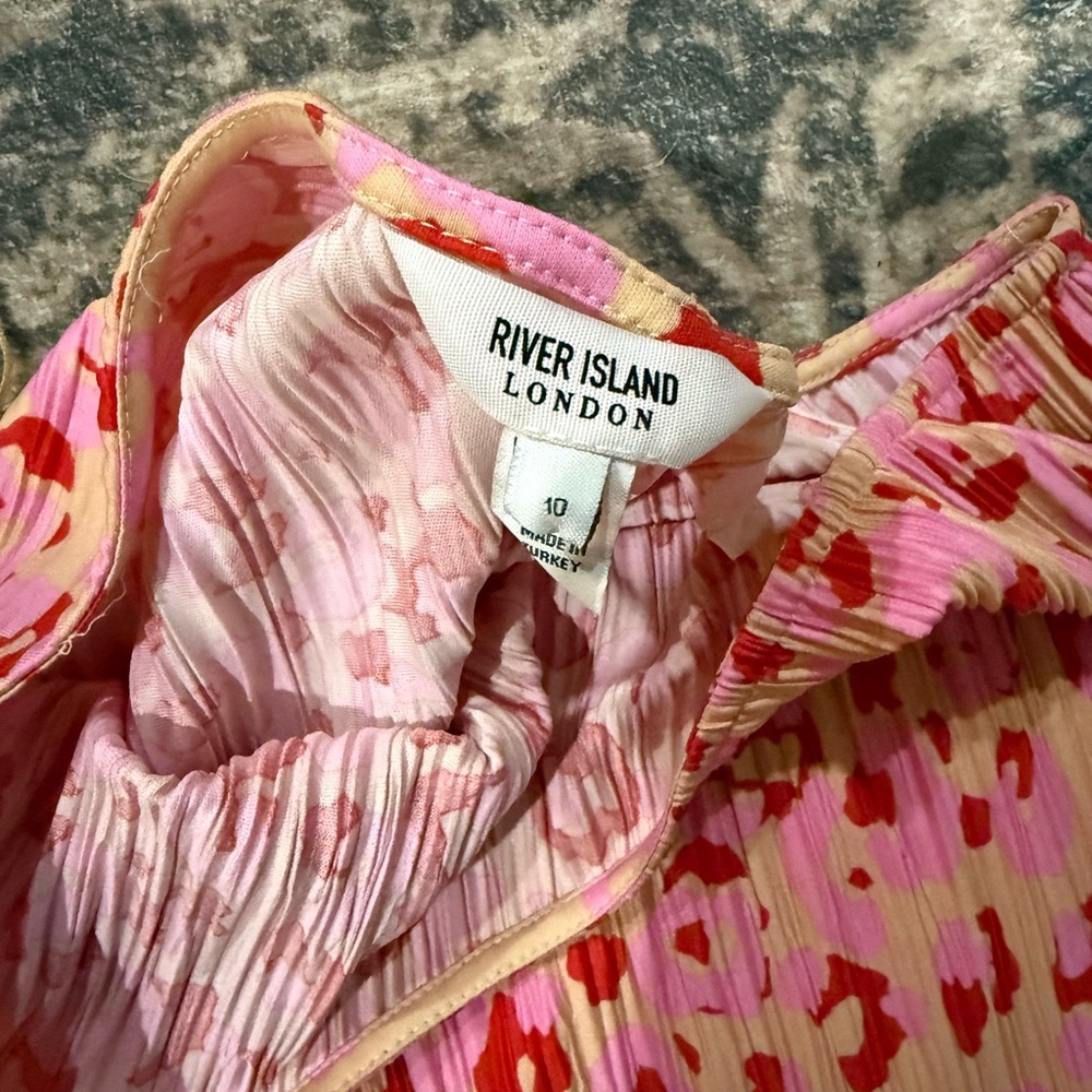 River Island Pink leopard print one shoulder dress size 6 - Picture 7 of 10